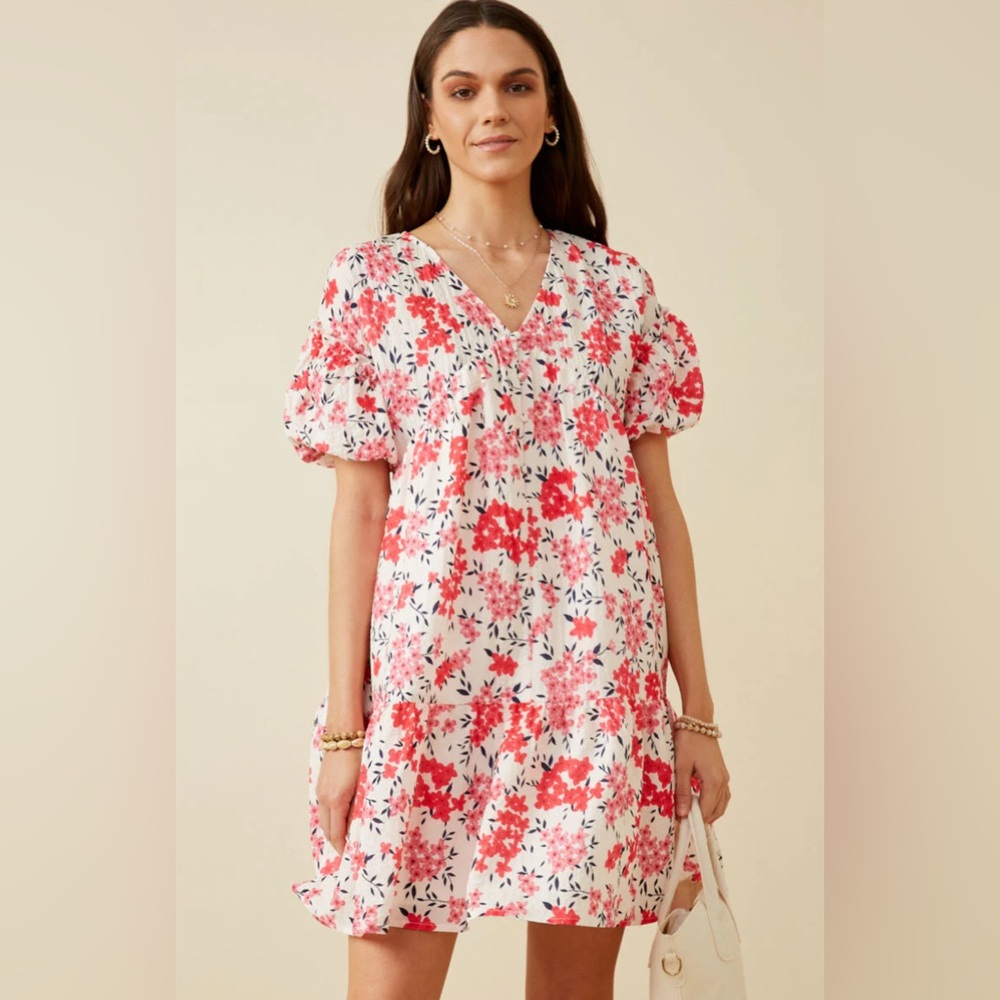 HAYDEN LOS ANGELES women’s Floral dress babydoll drop waist 1X textured pockets
